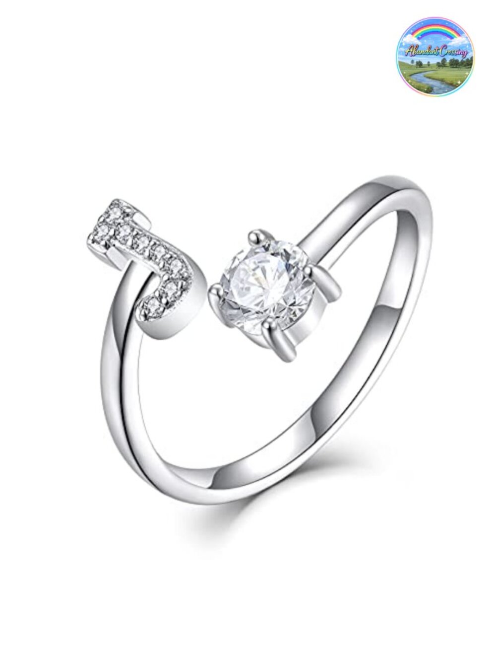 925 Sterling Silver Adjustable Initial Letter Ring Women A-Z Size 7